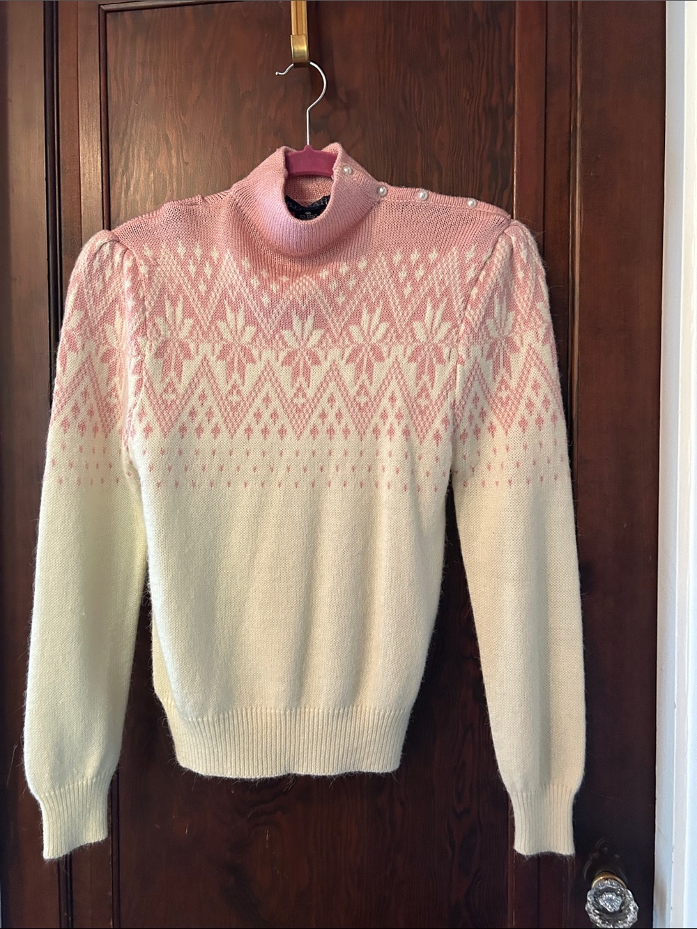 Vintage Nordic-Pattern Mockneck Sweater